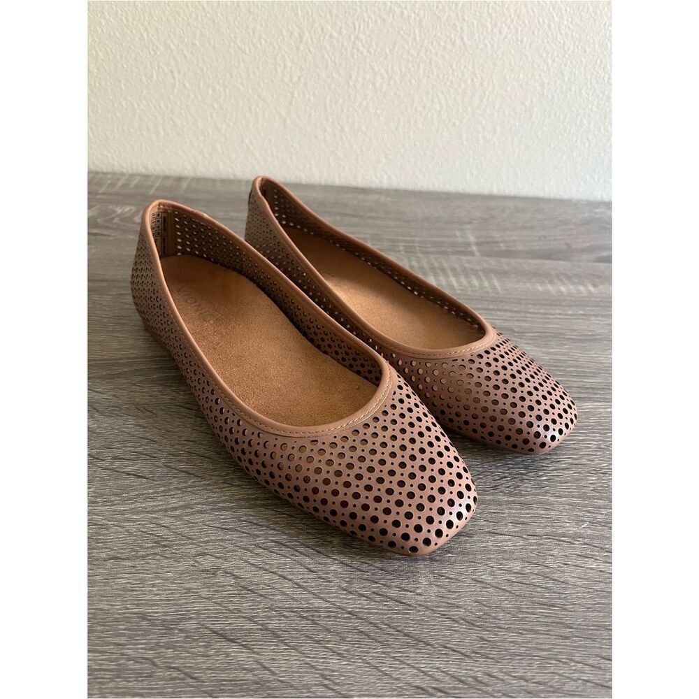 New Vionic Orinda Perf Square Toe Ballet Flats Perforated Leather Women’s 8.5